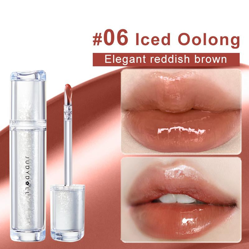 Judydoll Ice Watery Lip Gloss - Long-Lasting, Transfer-Proof Lip Stain with Metal Applicator, Waterproof and Moisturizing Formula, Perfect for Makeup Enthusiasts and Mother's Day Gifts